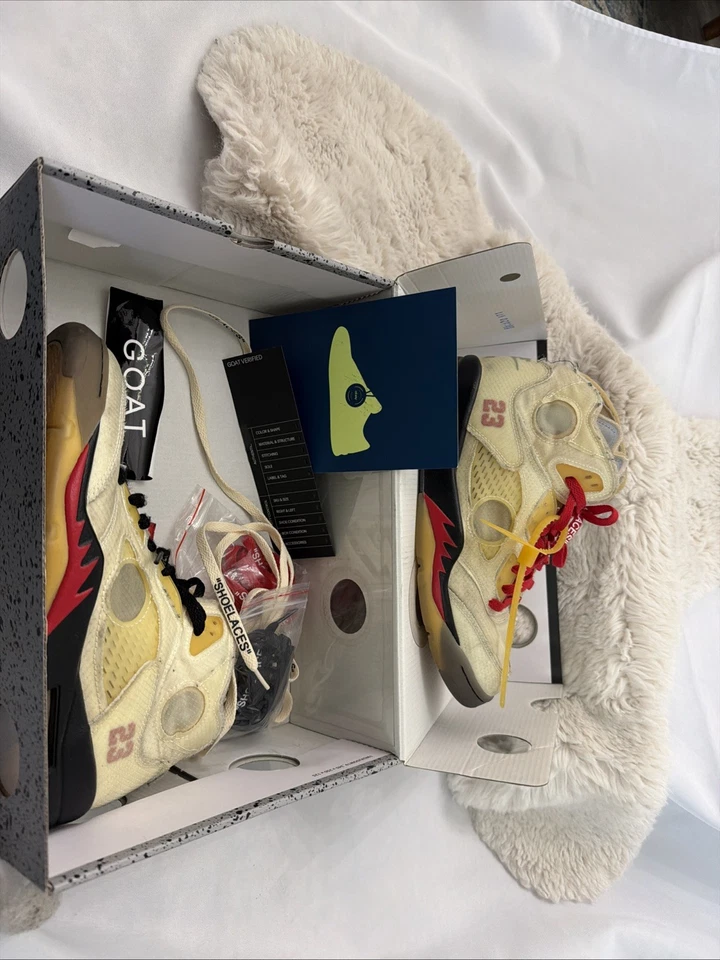 Zapatillas Air Jordan 5 x Off-White 'Sail' para hombre talla 9 DH8565-100 Foto 1 de 4