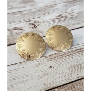 Pendientes de Clip Vintage Diseño Starburst Tono Dorado Círculo Grande Declaración - Imagen 1 de 4
