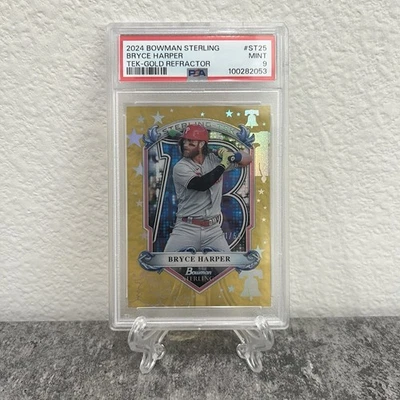 Bowman Sterling TEK Gold 2024/50 SP Bryce Harper #ST25 Phillies PSA 9 Foto 1 de 2