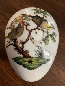 HEREND Rothschild Vogel Ei-Form Deckel Bonbon Schmuckschatulle handbemalt 6053 RO - Bild 1 von 4