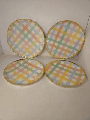 Unique Spring Easter Pastel Plaid Scalloped 10" & 8.25" Paper Plates-8 Ct Ea 2Pk - Image 1 of 4