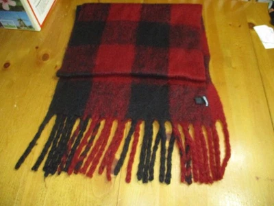 Steve Madden Grande Suave Manta Bufanda Flecos Gruesos Rojo Negro Búfalo Cuadros, Cómoda Foto 1 de 4