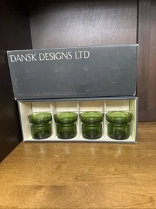 Dansk Jens Quistgaard Designs Votive Green Glass MCM Denmark Set of 4 W/box VTG - Picture 1 of 7
