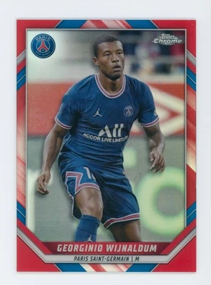 2021-22 Georginio Wijnaldum Topps Chrome Red Refractor PSG Soccer Card 5/5 - Image 1 of 3