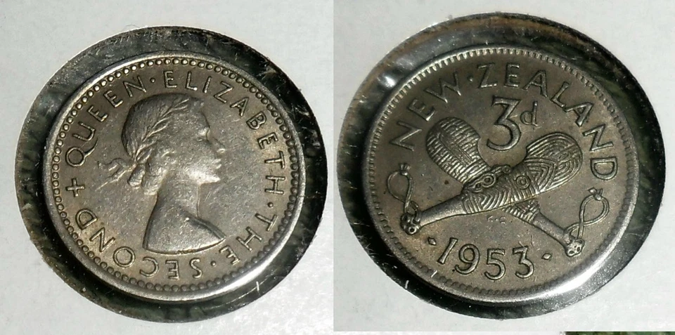 RFM 77284 Monedas del Mundo Nueva Zelanda 1953 3 Peniques XF Estado Foto 1 de 1