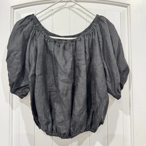 Blusa Top Miranda Bennett Carlisle Lino Negra Talla Única Minimalista Hecha en EE. UU. - Imagen 1 de 4