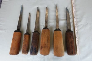 6x VINTAGE MORTICE CHISELS WITH BEECH HANDLES (PIG STICKERS) VARIOUS SIZES - Picture 1 of 5