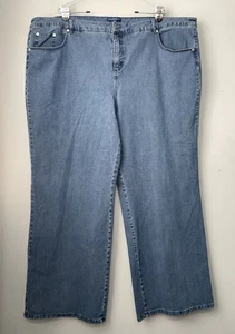 Isaac Mizrahi Live Wide Leg Jeans Plus Size 24WT Tall Stretch Blue Denim Classic - Picture 1 of 11