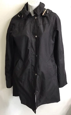 Abrigo de lluvia Burberry Brit para mujer negro manga larga forro de lana extraíble talla 2 Foto 1 de 4