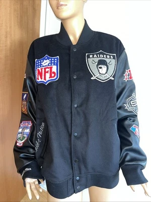 Chaqueta Universitaria Mitchell & Ness Oakland Raiders Blackout De Colección A Presión Completa Para Hombres L Foto 1 de 4