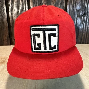 Vintage GTC Hat Snapback Cap Made in USA Red Patch 70s 80s 1970s Canvas Vtg - Picture 1 of 13