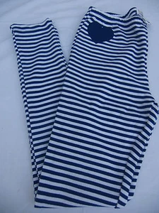 NEW Stretch Leggings Pants   Blue & White Stripes with Heart   Girls M  10/12 - Picture 1 of 2