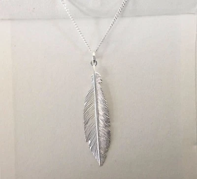 925 Sterling Silver Large Feather pendant or necklace  - Image 1 of 4