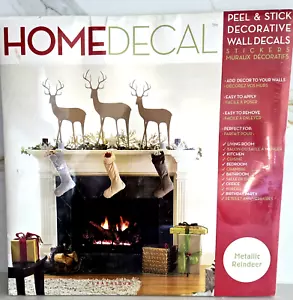 Wall Decals Stickers Peel & Stick Christmas Decor Metallic Reindeer 32 x 28" - Picture 1 of 5
