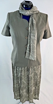 Leslie Fay Mujer 2 Piezas Gris Floral Separado Top Elástico Plisado Falda 12P Foto 1 de 4