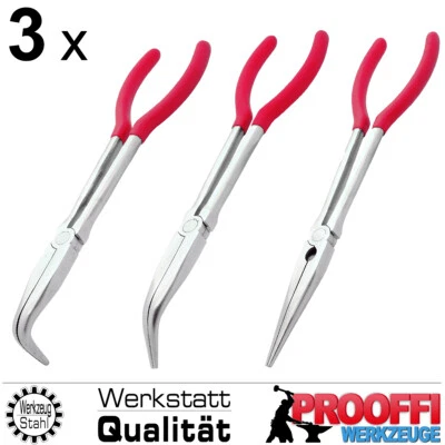 3 x Spitzzange Telefonzange Radiozange Flach Rund Zange Gerade 280mm Extra Lang - Bild 1 von 4