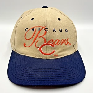 Vintage Chicago Bears Hat Cap Strap Back Blue Tan Drew Pearson NFL Football - Picture 1 of 7