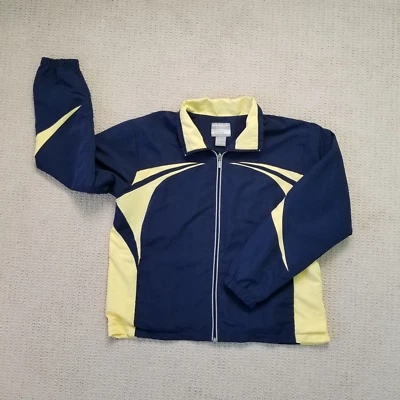 Chaqueta cortavientos vintage Dunlop para pista de tenis azul y amarillo talla grande Foto 1 de 4