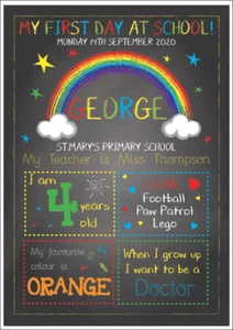 Pizarra Arco Iris Estampado 1er PRIMER DÍA DE CLASES Personalizado Regreso al cole - Imagen 1 de 6
