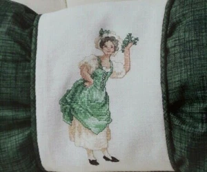 Cross Stitch Pattern ST PATRICKS DAY LADY Dress Hat 4 Leaf Clover Donna V Giampa - Picture 1 of 8