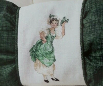 Cross Stitch Pattern ST PATRICKS DAY LADY Dress Hat 4 Leaf Clover Donna V Giampa - Image 1 of 4
