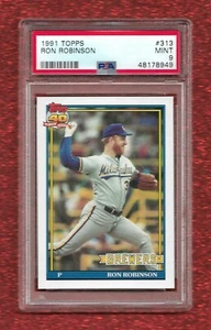1991 TOPPS #313 RON ROBINSON PSA 9 MINT POP 1 NONE HIGHER MILWAUKEE BREWERS REDS - Bild 1 von 1