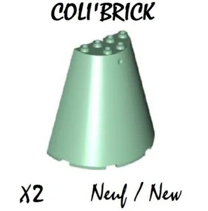 Lego 47543 - 2x Toit / Cone Half 8x4x6 - Vert / Sand Green - NEUF - Picture 1 of 1