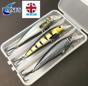 3 pcs + Box Minnow Vobler Fishing Lure Hard Artificial Bait 3D Eyes 11 cm 13 G - Picture 1 of 4