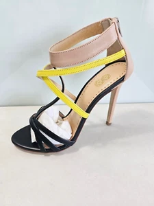 Neu 8 ACHT Damengröße 7 bunt GANZLEDER T-Riemen Sandale Absatz Pumps Schuh ITALIEN - Bild 1 von 8