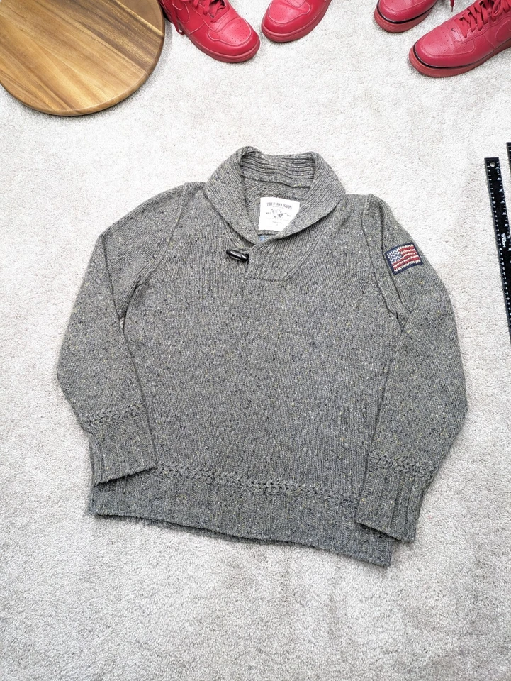 Suéter True Religion Para Hombres Grande Lana Nylon Tejido Palanca Chal Cuello Moteado Foto 1 de 4