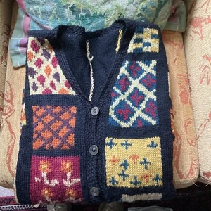 Annabel Fox Vintage Hand Knitted Victorian Tile Cardigan - Picture 1 of 4
