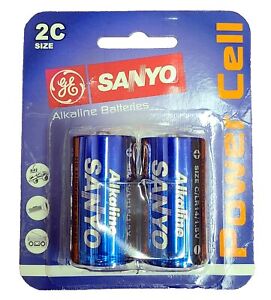 GE SANYO Alkaline C Batteries - Power Cell 2-Pack