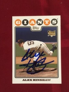 2008 Topps Update Alex Hinshaw #UH279 Autographed FREE SHIPPING