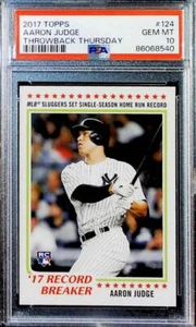 2017 Topps Throwback Thursday #124 Aaron Judge Yankees RC Rookie PSA 10 GEM MINT - Picture 1 of 2