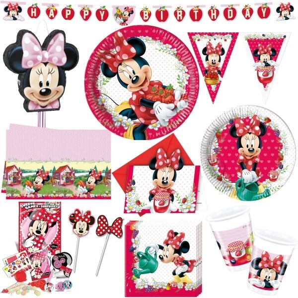 Minnie Topo Festa di Compleanno Bambino Rosso Fragola Kinderpartyset Party Set - Immagine 1 di 1