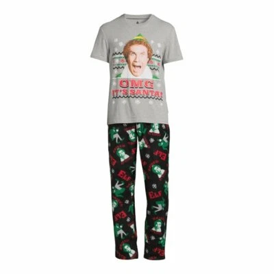 Elf Мужская графическая футболка и брюки Sleepwear комплект 2 изделия большой OMG это Санта - Изображение 1 из 3