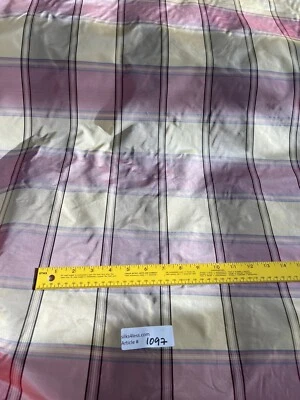 TAFETÁN DE SEDA A CUADROS - DORADO/OLIVA/ROJO LADRILLO, POR YARDA. Foto 1 de 4