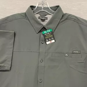 Camisa Eddie Bauer Tech Para Hombre XL Gris Botón Frontal Manga Corta Ligera - Imagen 1 de 13