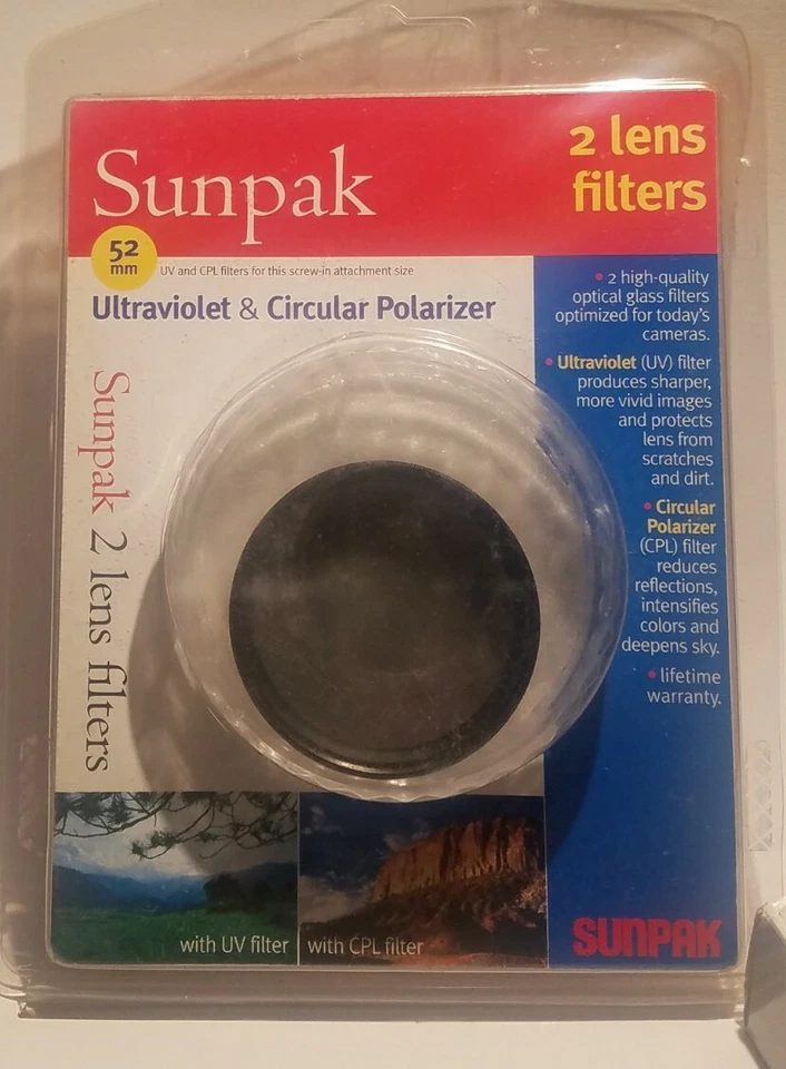 sunpak 52mm ultraviolet and circular polarizer filters - Image 1 of 1