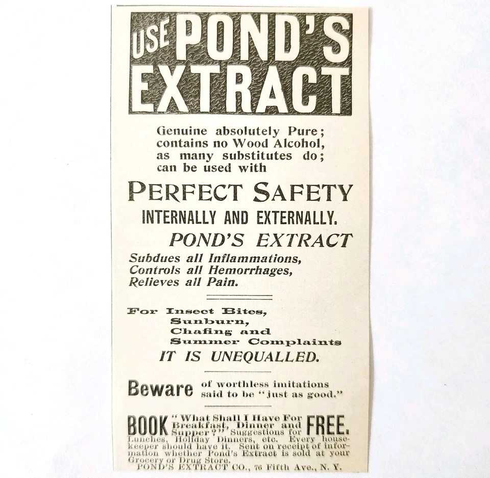 Pond's Extract New York City 1897 Advertisement Victorian Medical ADBN1A4 - Image 1 of 1