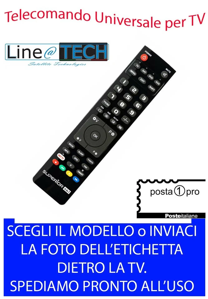TELECOMANDO UNIVERSALE per DECODER SAT e DTT LINEATECH LINE@TECH SCEGLI MODELLO - Immagine 1 di 1