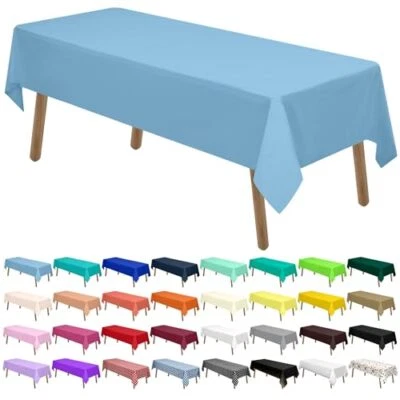 Light Blue Plastic Tablecloths 2 Pack Disposable Table Covers 54 A01 Light Blue - Image 1 of 4