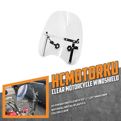 18" x 16" Clear Windshield Fit For Universal 7/8" 1" 1.25" Handlebar Motorcycle — 第 1/4 张图片