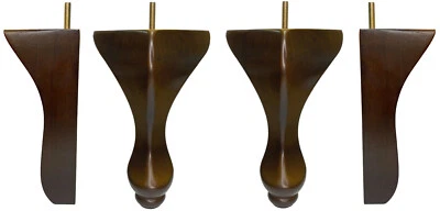 Ножки для обеденного стула Queen Anne с ореховой отделкой высота 8,5 дюйма деревянные - набор из 4 - Изображение 1 из 4