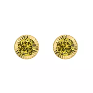 14K Gold 5MM August Birthstone Round Stud Earrings For Women- Peridot - Picture 1 of 4