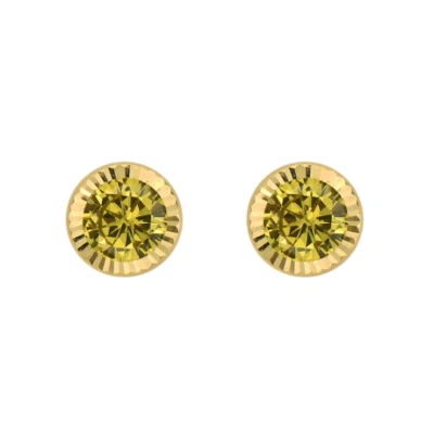 Aretes redondos de piedra de nacimiento de agosto de 5 mm de oro de 14 quilates para mujer - peridoto Foto 1 de 4
