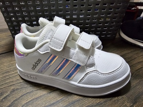 Scarpe Adidas scarpe da ginnastica originali bambine Grand Court in pelle bianca taglia 9K