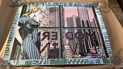 Serigrafía FAILE Art Modern Living firmada acabada a mano versión azul verde Foto 1 de 4
