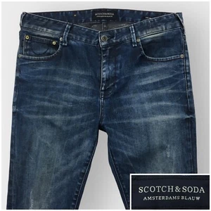 Scotch & Soda Skim Mens Skinny Fit Denim Jeans Dark Wash Blue Size 32x32 Stretch - Picture 1 of 9
