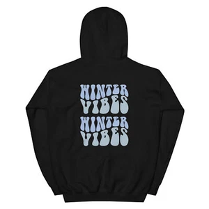 Unisex Adult Winter Vibes Hoodie Graphic Blues Long Sleeve Hooded Sweatshirt - Picture 1 of 73